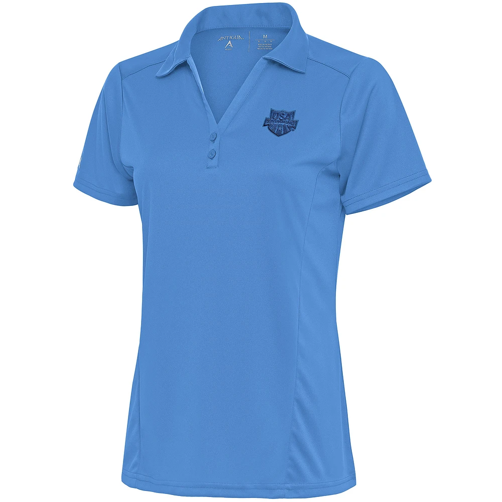 Women's Antigua Powder Blue USA Swimming Tribute Polo