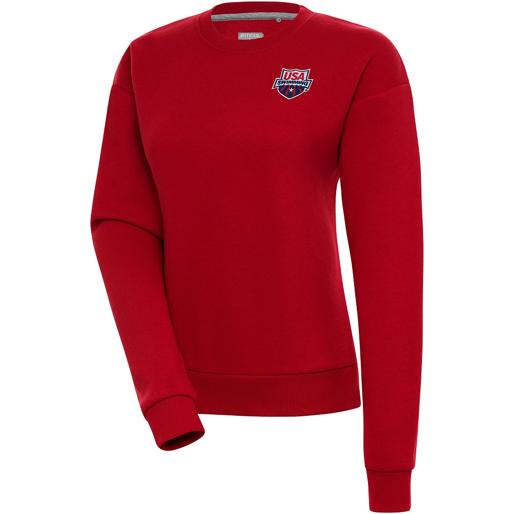 Women's Antigua Red USA Swimming Victory Pullover Sweatshirt