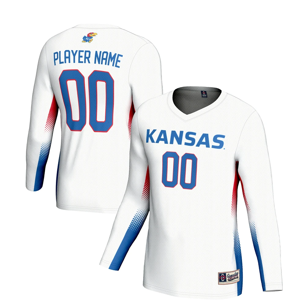 Youth GameDay Greats White Kansas Jayhawks NIL Pick-A-Player Lightweight Women's Volleyball Jersey