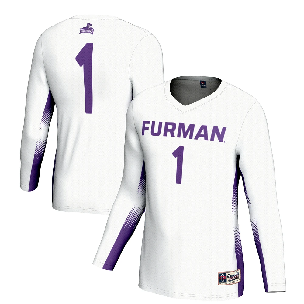 Youth GameDay Greats #1 White Furman Paladins Lightweight Women's Volleyball Jersey