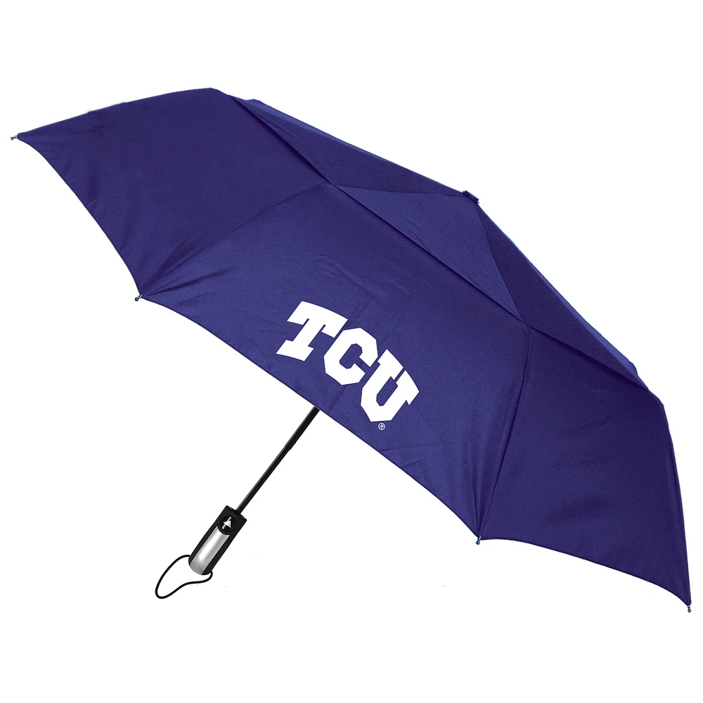 TCU Horned Frogs 48" Vented Wind Flow Dynamo Folding Umbrella
