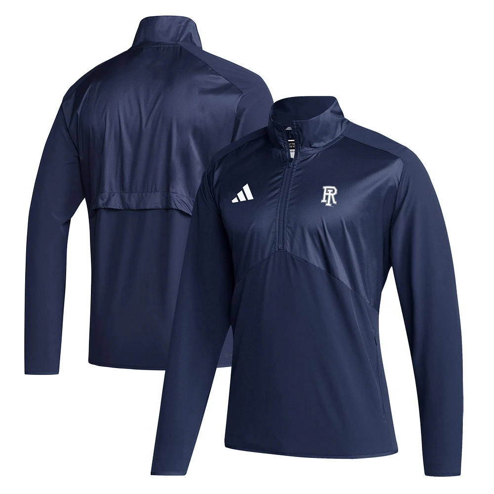 Men's adidas Navy Rhode Island Rams Sideline Quarter-Zip Pullover Top