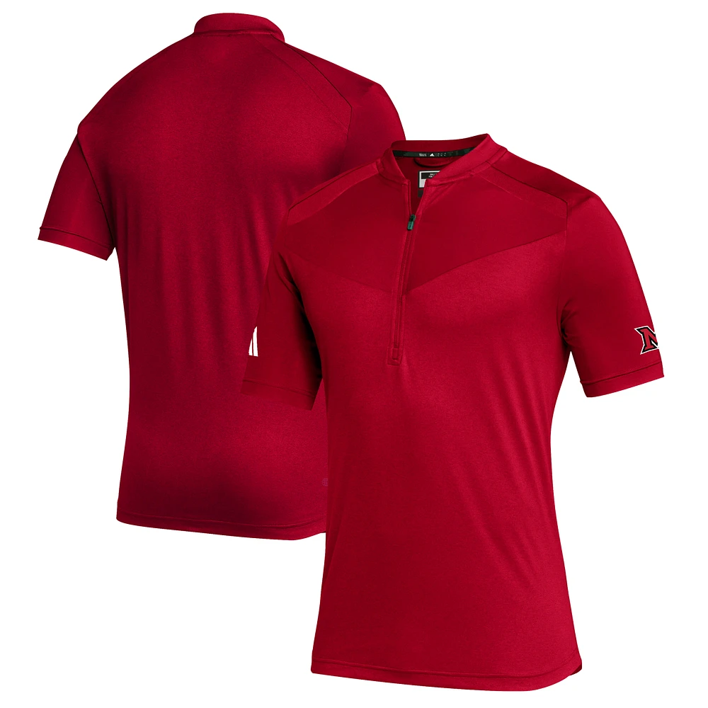 Men's adidas Red Miami University RedHawks Sideline Quarter-Zip Polo