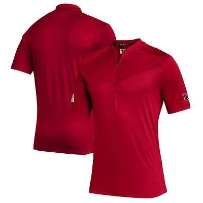 Men's adidas Red Miami University RedHawks Sideline Quarter-Zip Polo