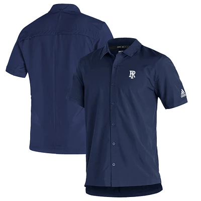 Men's adidas Navy Rhode Island Rams Sideline Button-Up Polo