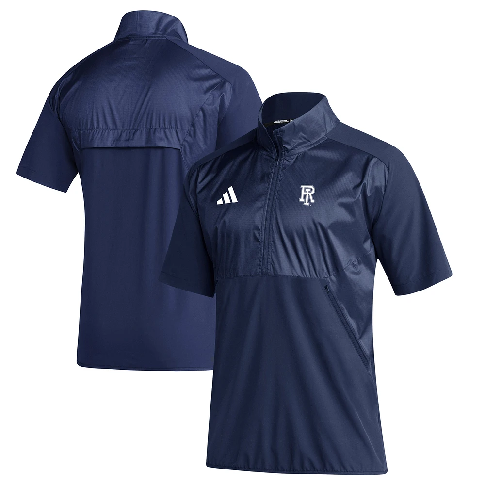 Men's adidas Navy Rhode Island Rams Sideline Quarter-Zip Polo