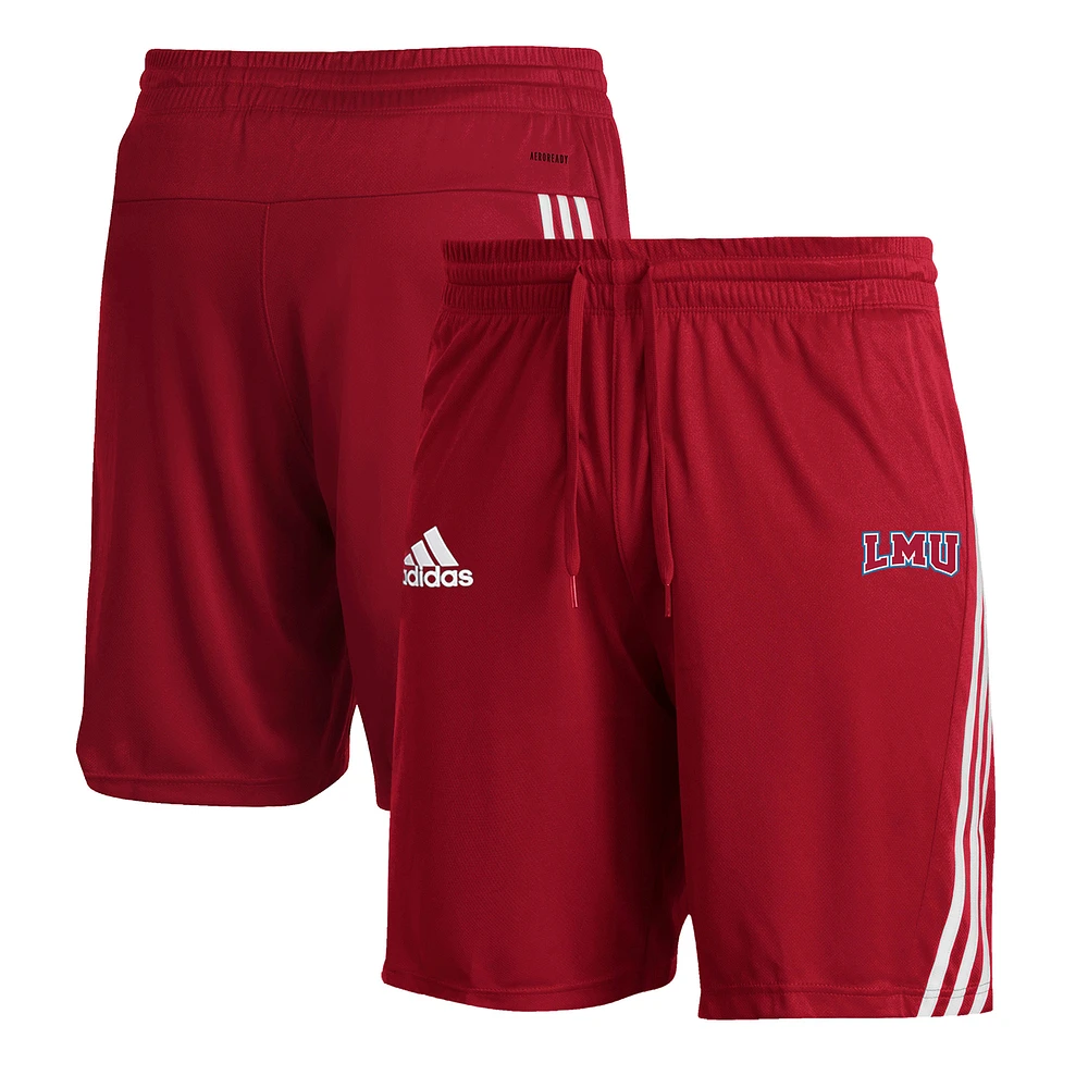 Men's adidas Crimson Loyola Marymount Lions Three-Stripe Knit Shorts