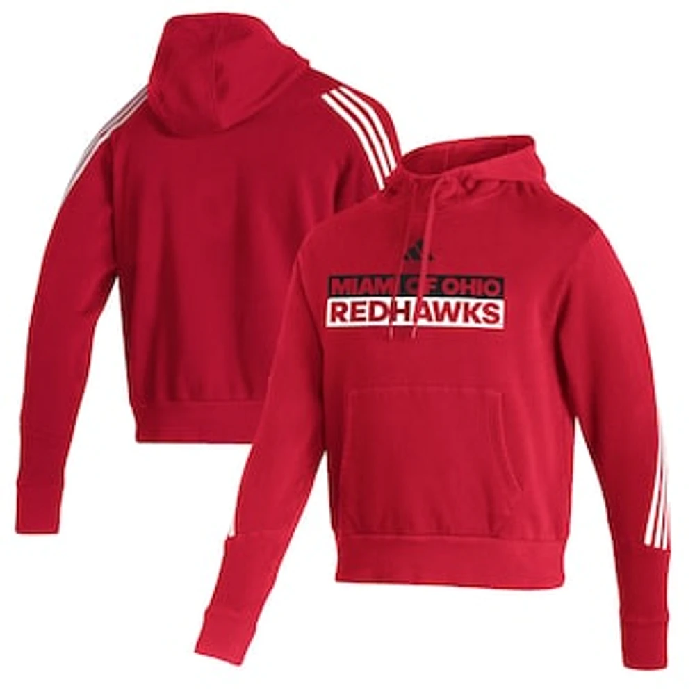 Men's adidas Red Miami University RedHawks Fashion Pullover Hoodie