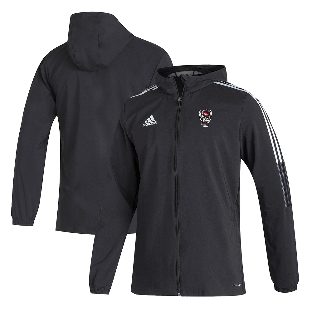 Men's adidas Black NC State Wolfpack Tiro 21 Full-Zip Windbreaker Jacket