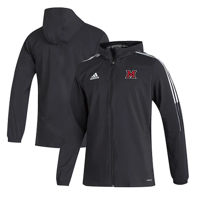 Men's adidas Black Miami University RedHawks Tiro 21 Full-Zip Windbreaker Jacket