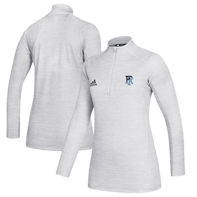 Women's adidas White Rhode Island Rams Game Mode Performance Quarter-Zip Pullover Top
