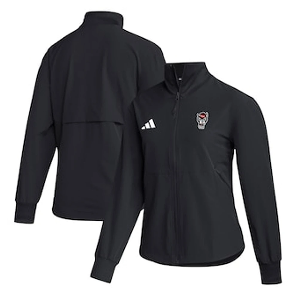 Women's adidas Black NC State Wolfpack Travel Full-Zip Woven Jacket