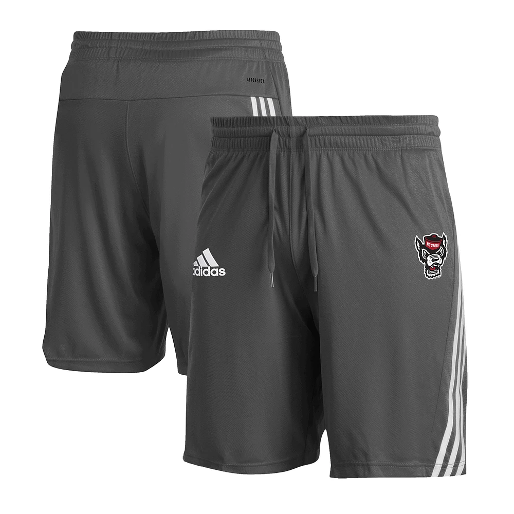 Men's adidas Gray NC State Wolfpack Three-Stripe Knit Shorts