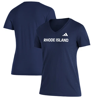 Women's adidas Navy Rhode Island Rams Blend V-Neck T-Shirt