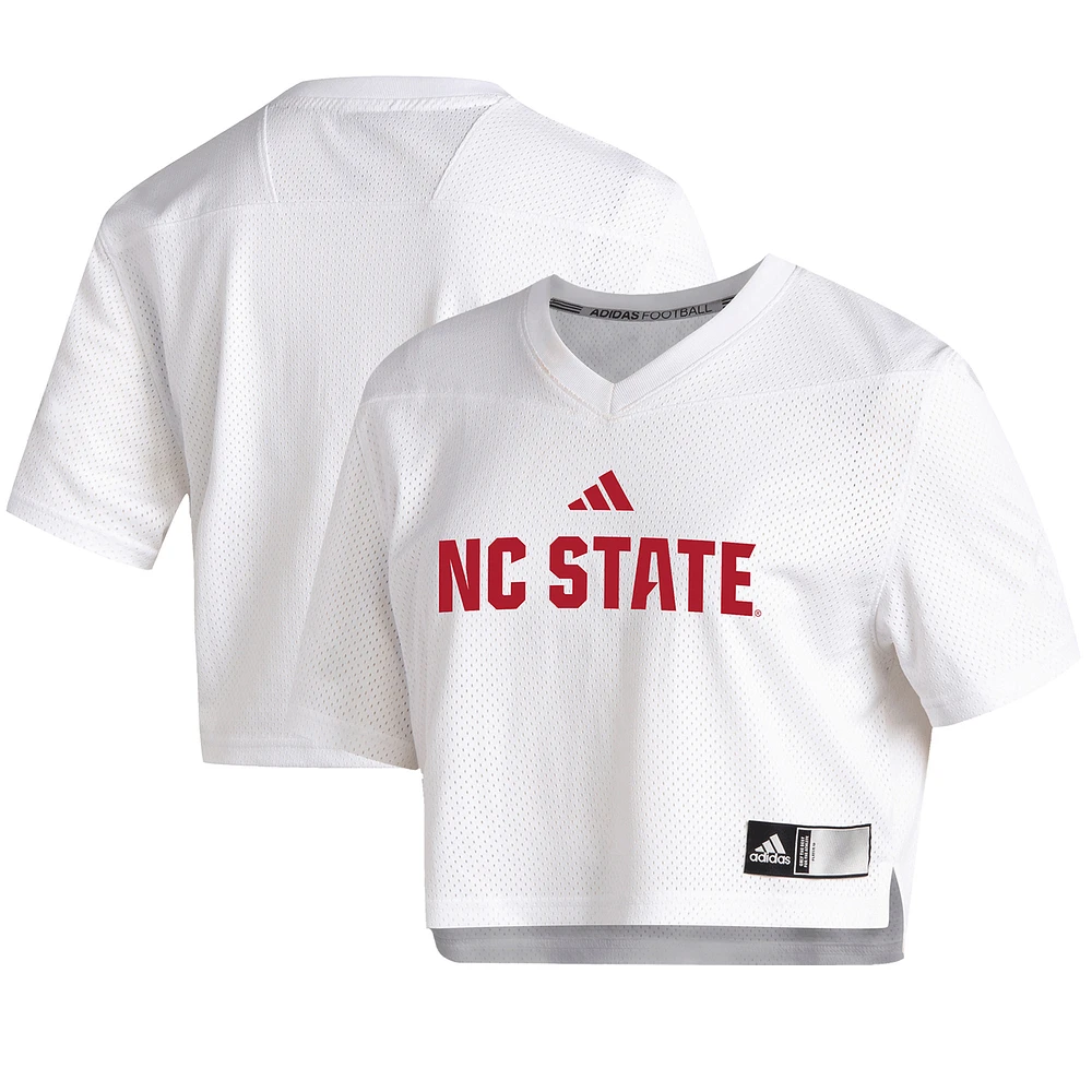 Women's adidas White NC State Wolfpack Cropped Jersey Top