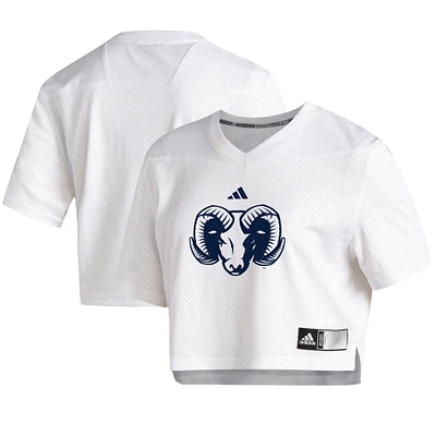 Women's adidas White Rhode Island Rams Cropped Jersey Top