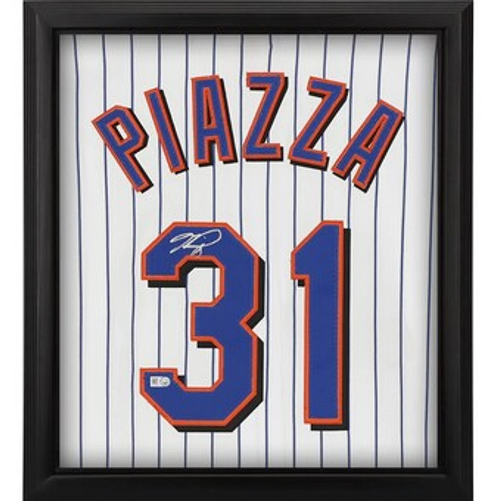 Mike Piazza New York Mets Autographed Framed Mitchell and Ness Pinstripe Authentic Jersey Shadowbox