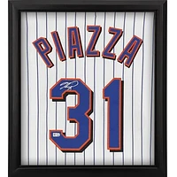 Mike Piazza New York Mets Autographed Framed Mitchell and Ness Pinstripe Authentic Jersey Shadowbox