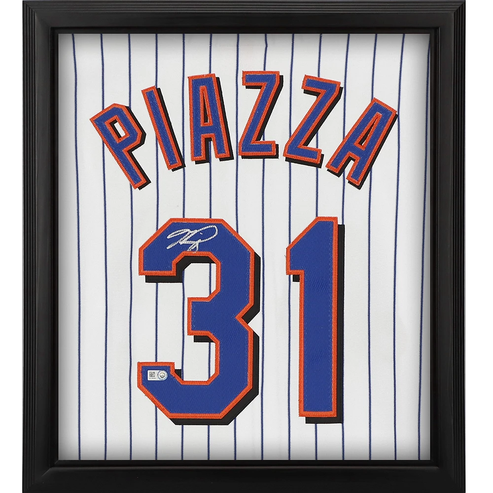 Mike Piazza New York Mets Autographed Framed Mitchell and Ness Pinstripe Authentic Jersey Shadowbox