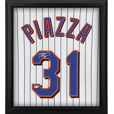 Mike Piazza New York Mets Autographed Framed Mitchell and Ness Pinstripe Authentic Jersey Shadowbox