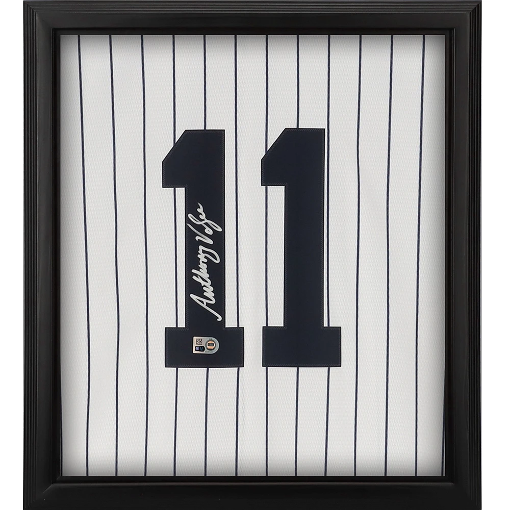 Anthony Volpe New York Yankees Autographed Framed White Nike Replica Jersey Shadowbox