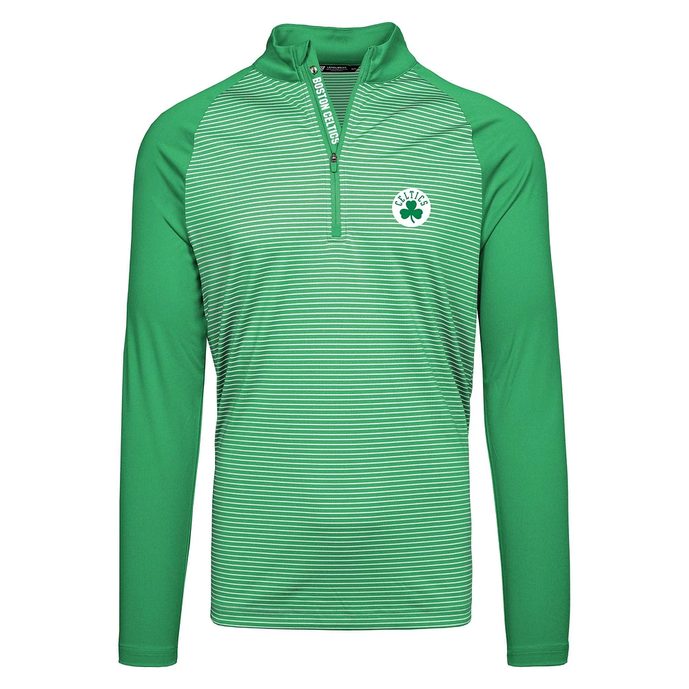 Men's Levelwear Kelly Green Boston Celtics Charter Insignia Core Quarter-Zip Pullover Top