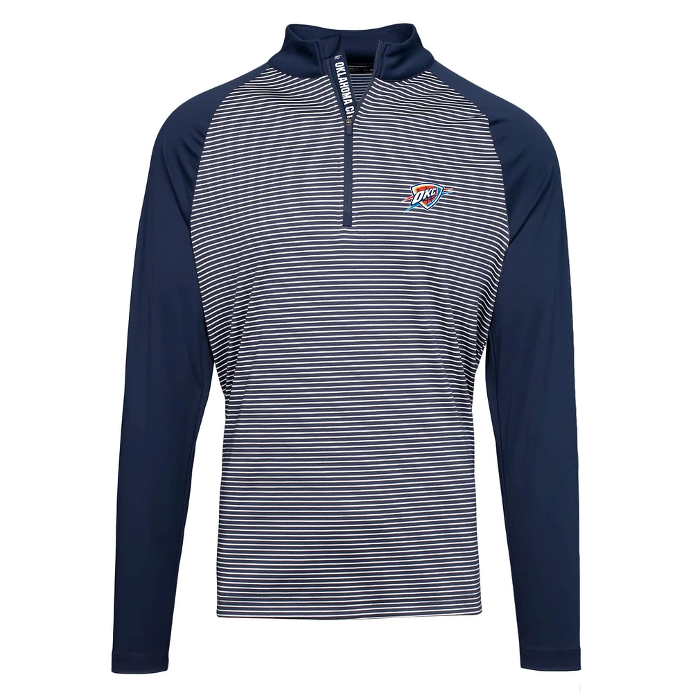 Men's Levelwear Navy Oklahoma City Thunder Charter Insignia Core Quarter-Zip Pullover Top