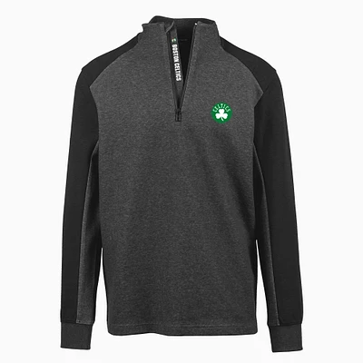 Men's Levelwear Black Boston Celtics Galaxy Insignia Core Quarter-Zip Pullover Top