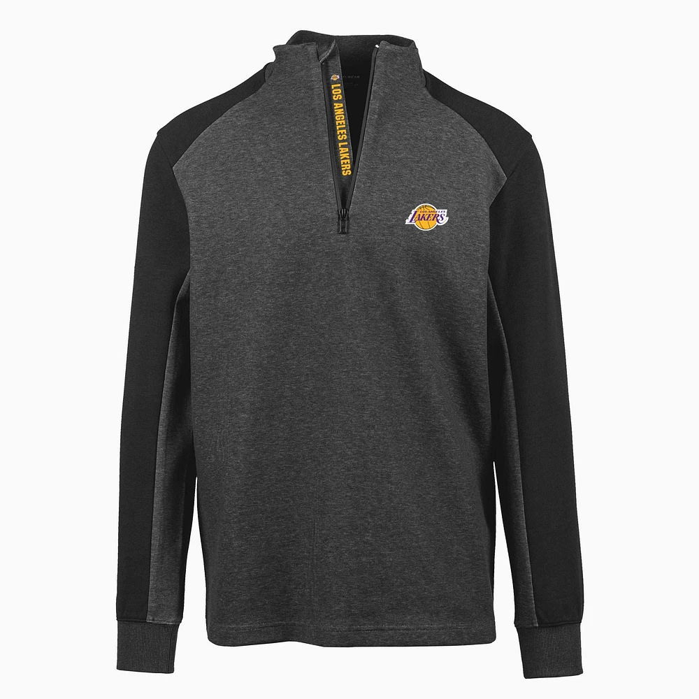 Men's Levelwear Black Los Angeles Lakers Galaxy Insignia Core Quarter-Zip Pullover Top