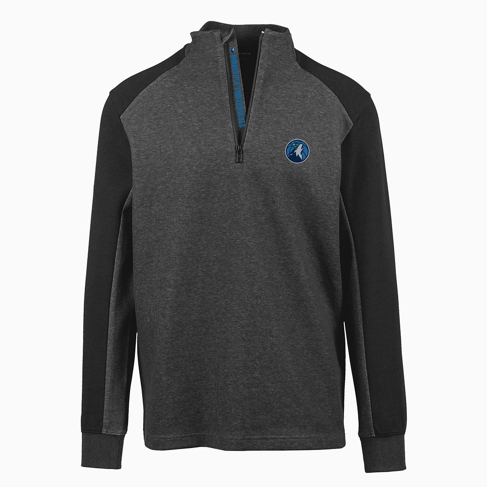 Men's Levelwear Black Minnesota Timberwolves Galaxy Insignia Core Quarter-Zip Pullover Top