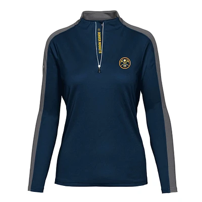 Women's Levelwear Navy Denver Nuggets Remi Insignia Core Quarter-Zip Pullover Top