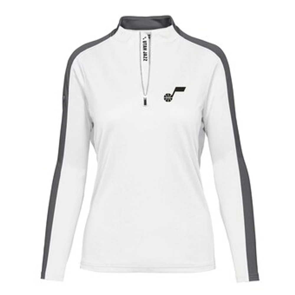 Women's Levelwear White Utah Jazz Remi Insignia Core Quarter-Zip Pullover Top