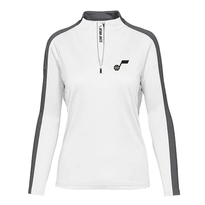 Women's Levelwear White Utah Jazz Remi Insignia Core Quarter-Zip Pullover Top