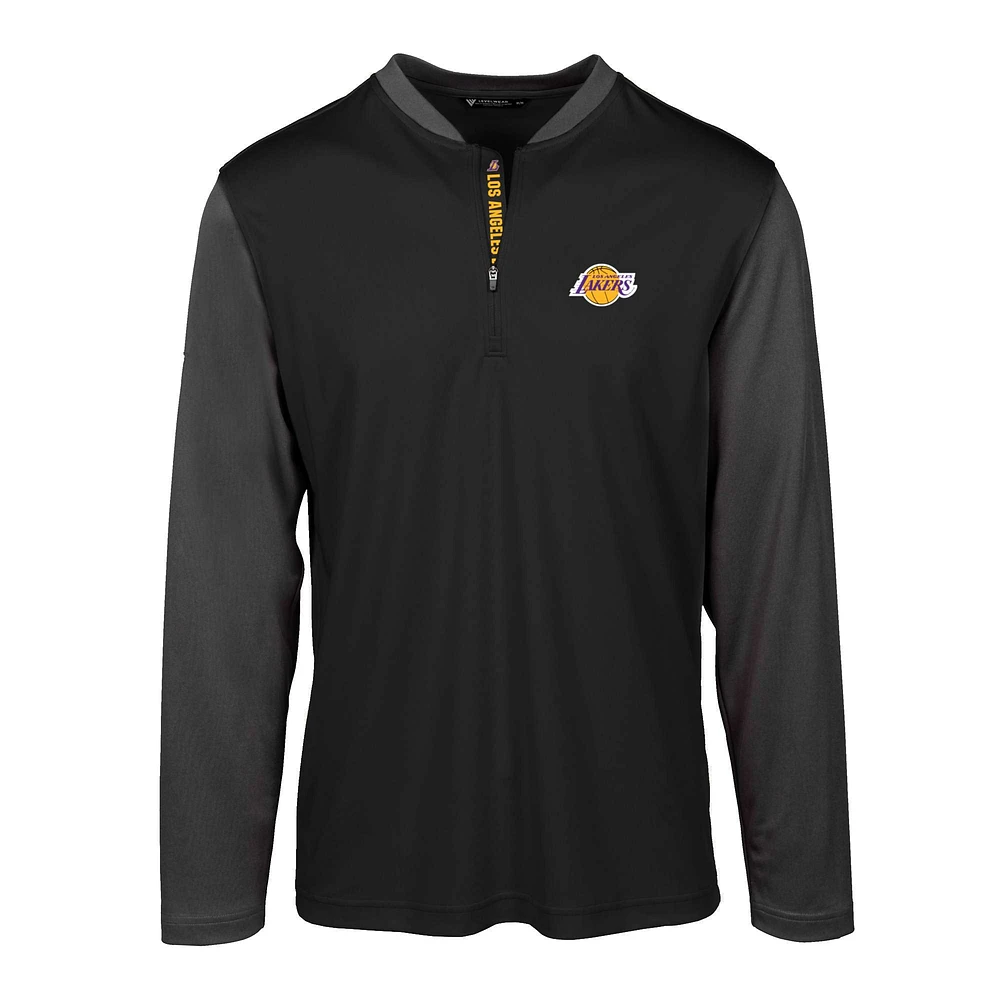 Men's Levelwear Black Los Angeles Lakers Spector Insignia Core Quarter-Zip Pullover Top