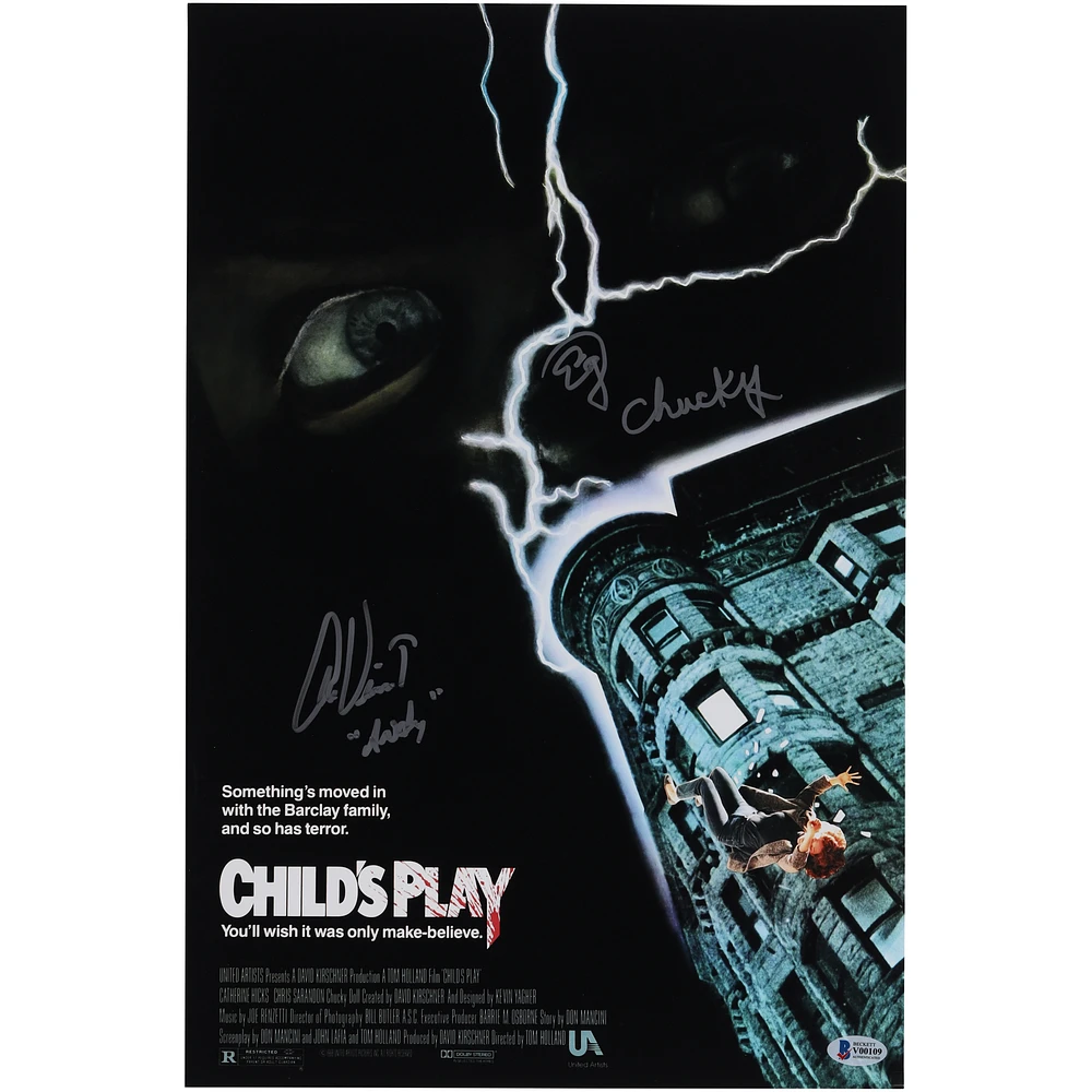 Ed Gale and Alex Vincent Child's Play Autographed 12" x 18" Movie Poster - Signed in Silver Ink - BAS