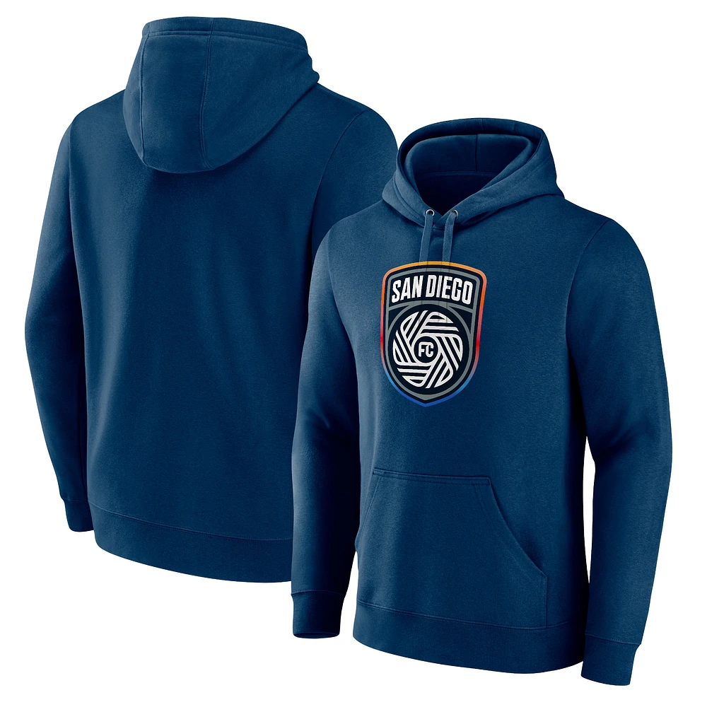 Men's Fanatics Navy San Diego FC Primary Logo Fleece Pullover Hoodie