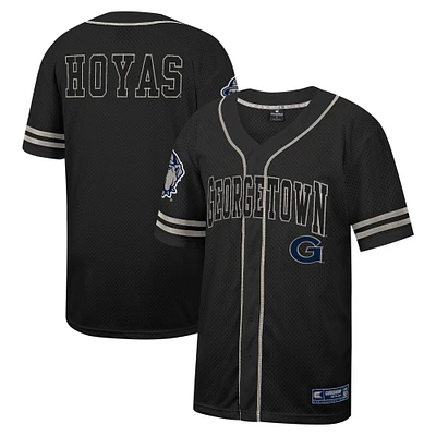 Men's Colosseum Black Georgetown Hoyas Free Spirited Mesh Button-Up Baseball Jersey