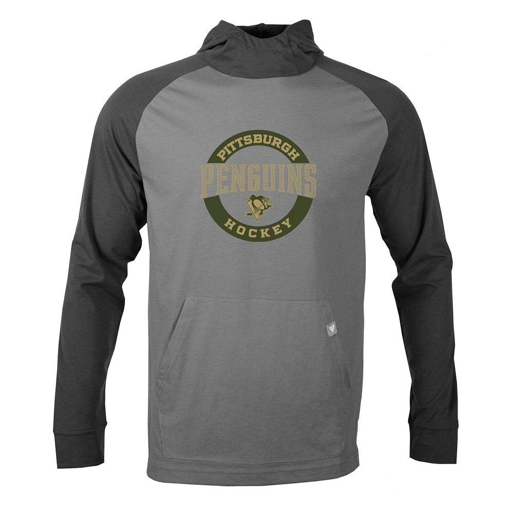 Men's Levelwear Steel/Charcoal Pittsburgh Penguins Uproar Farm Team Pullover Hoodie