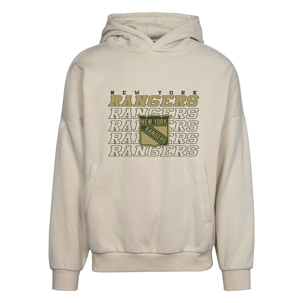 Men's Levelwear Cream New York Rangers Contact Down The Line Pullover Hoodie
