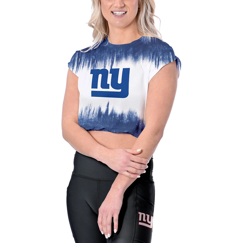 Women's Certo White New York Giants Cropped Framework T-Shirt