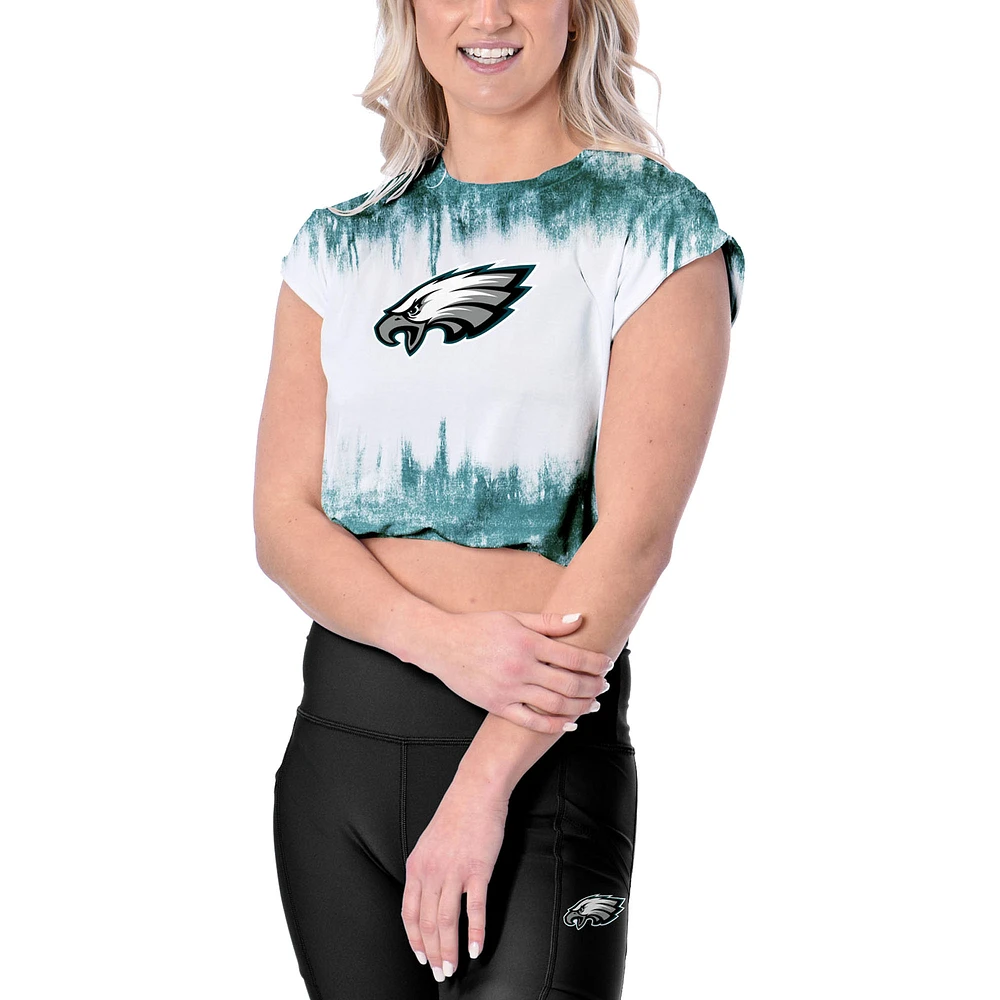 Women's Certo White Philadelphia Eagles Cropped Framework T-Shirt