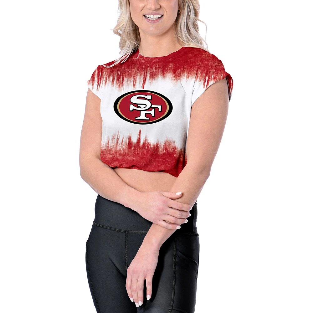 Women's Certo White San Francisco 49ers Cropped Framework T-Shirt