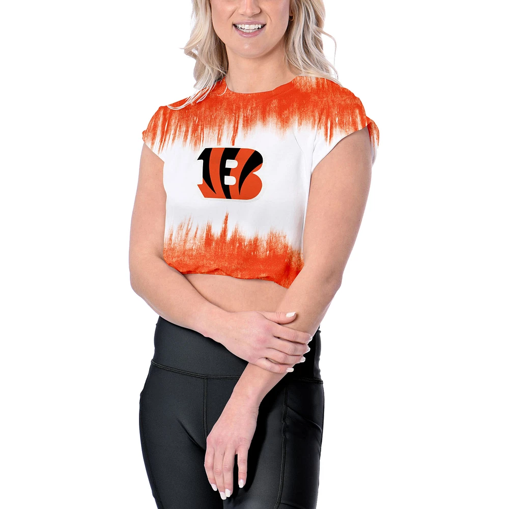 Women's Certo White Cincinnati Bengals Cropped Framework T-Shirt