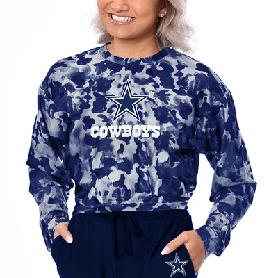Women's Certo Navy Dallas Cowboys Cropped Long Sleeve T-Shirt