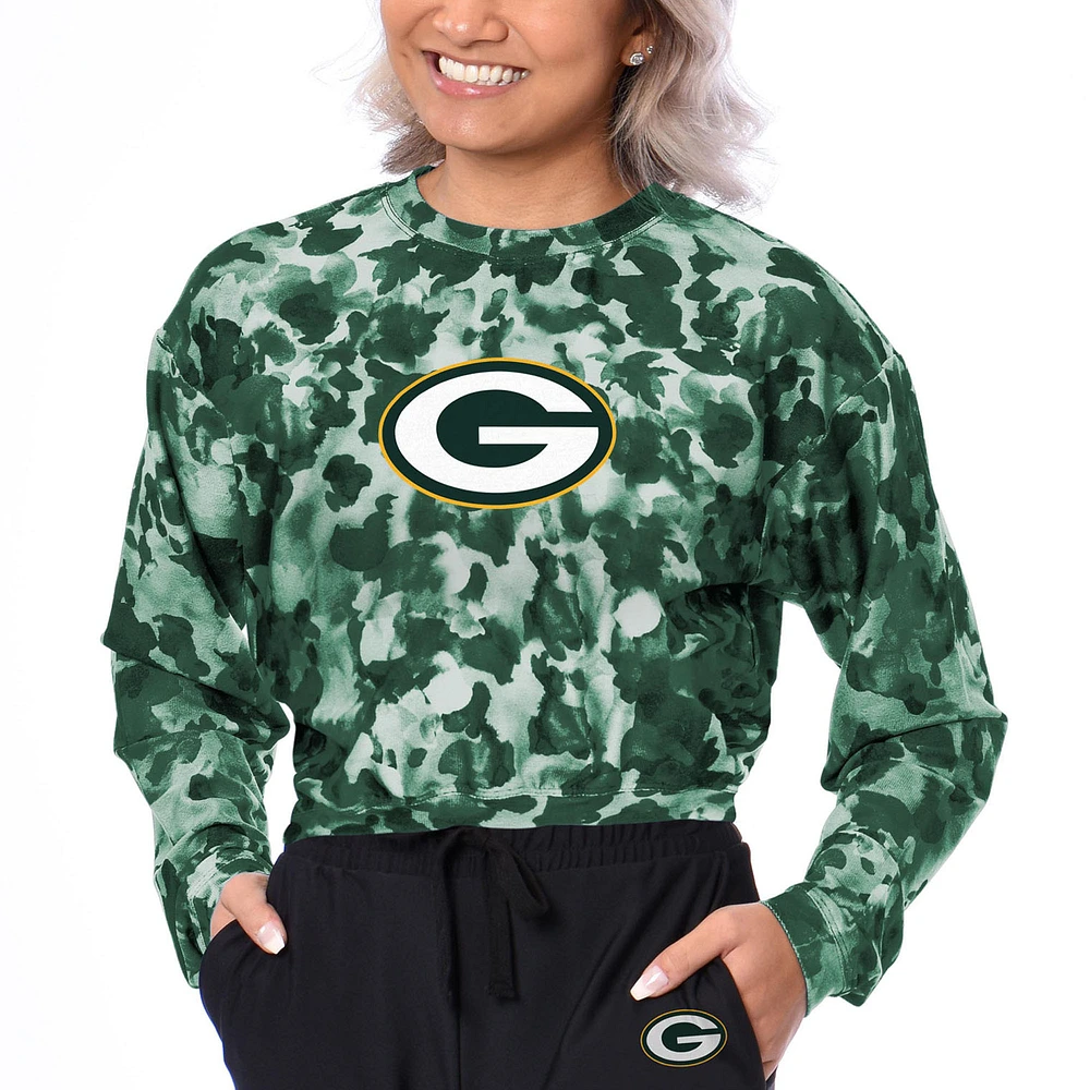 Women's Certo Green Green Bay Packers Cropped Long Sleeve T-Shirt