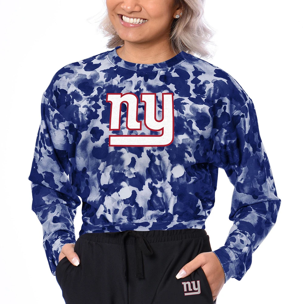 Women's Certo Royal New York Giants Cropped Long Sleeve T-Shirt