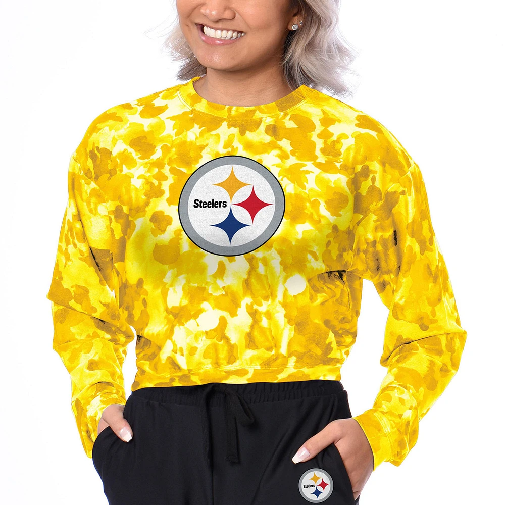 Women's Certo Gold Pittsburgh Steelers Cropped Long Sleeve T-Shirt