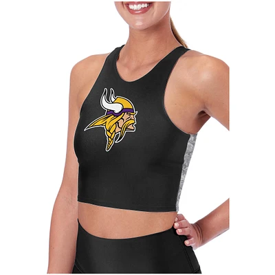 Women's Certo Black Minnesota Vikings Crosstown Long Line Sports Bra