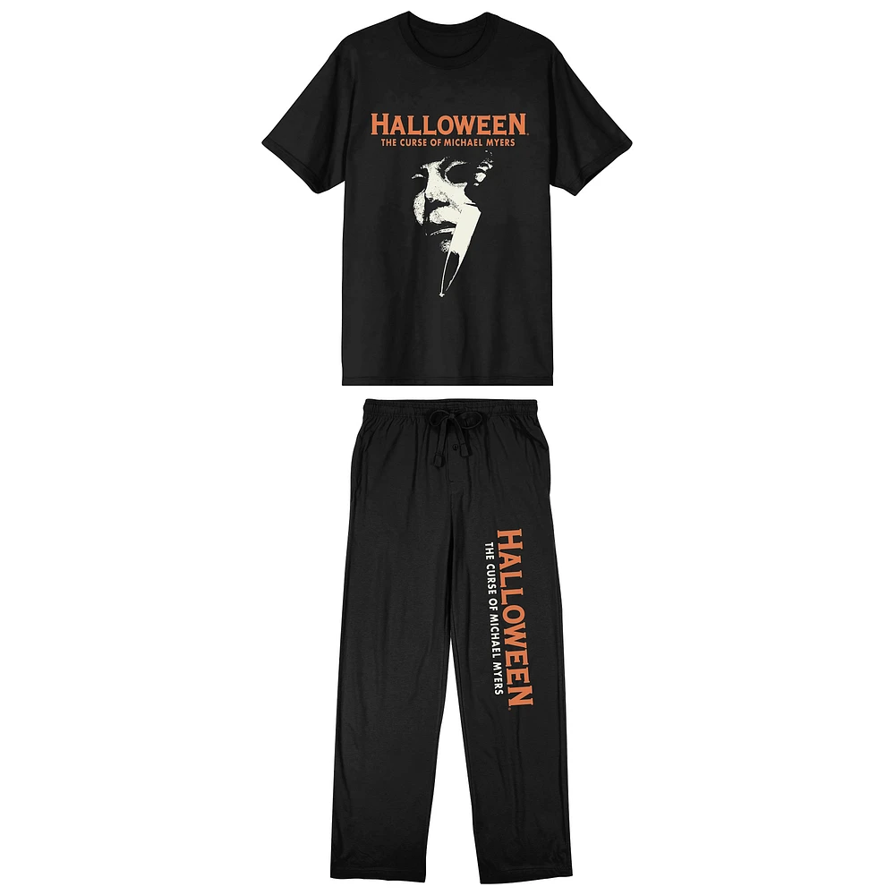 Men's Black Halloween T-Shirt & Pants Sleepwear Set