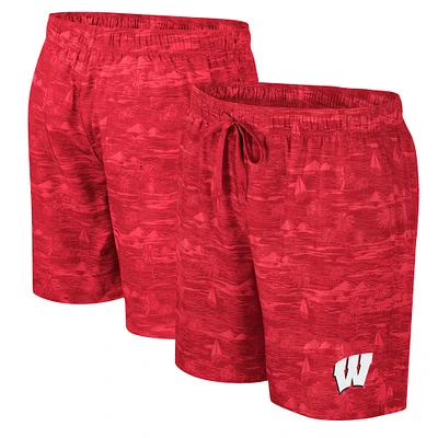 Men's Colosseum Red Wisconsin Badgers Ozark Swim Shorts